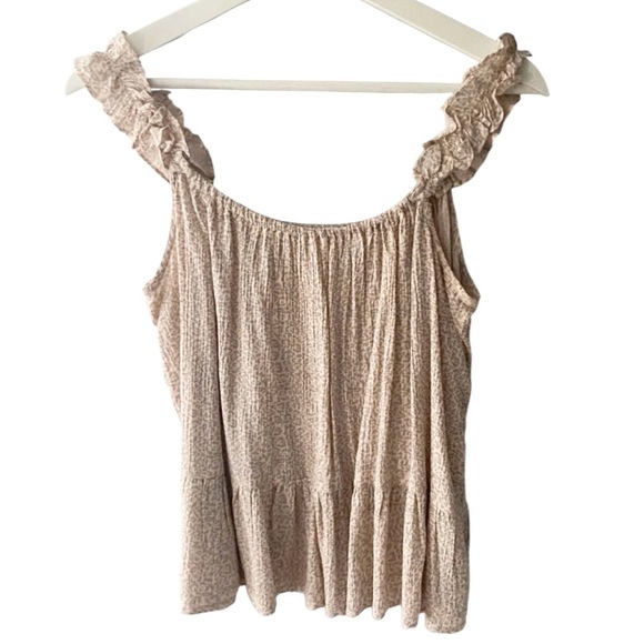 Sim & Sam Leopard Print Ruffle Strap Boho Tank Top Small - Picture 2 of 5